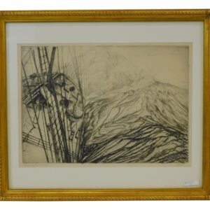 Charles H Woodbury Etching "The Bow Wave" 1923 Artist Proof Signed in Pencil Auction Catalog Antique.