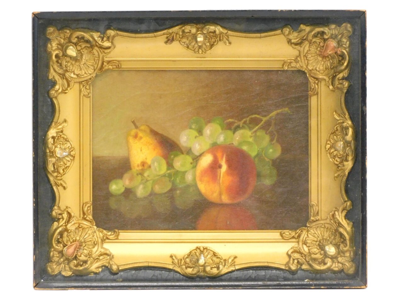 Late 19th Century Fall River School Still Life Oil Painting on Canvas of Fruit