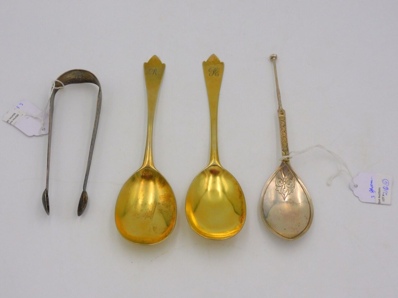 18th Century Silver Items: Gold Plated Serving Spoons