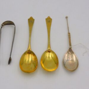 18th Century Silver Items: Gold Plated Serving Spoons