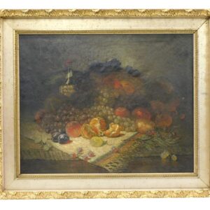 George W. Whitaker Still-Life Late 19th Century Oil Painting on Canvas Ornate Carved and Gilded Frame