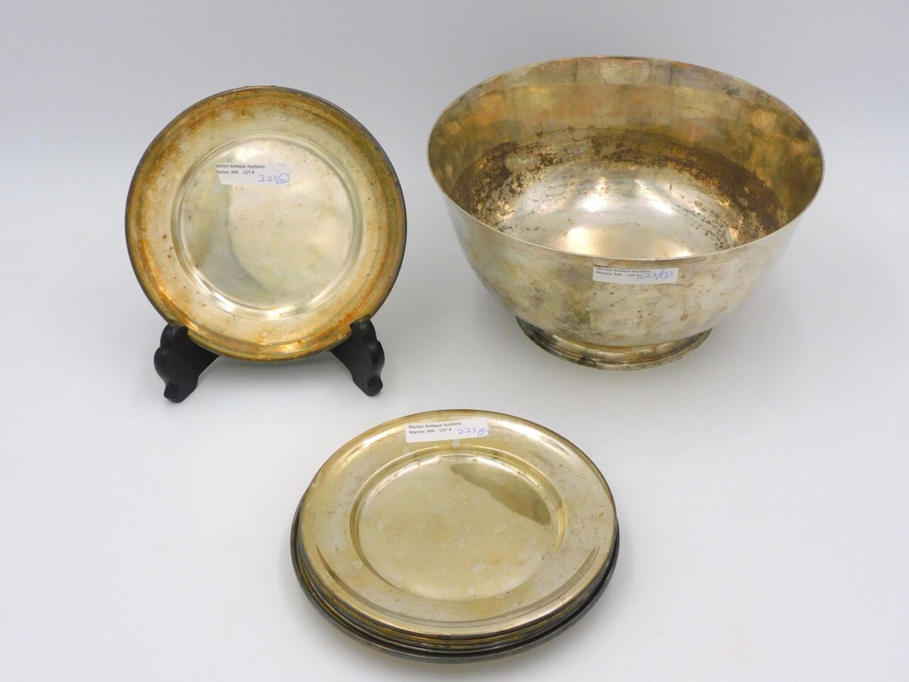 Paul Revere Style Sterling Silver Bowl and Plates by Tuttle