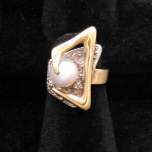 Everett MacDonald Sterling & 14kt Cultured Pearl Ring