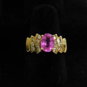 Antique 18kt Diamond and Pink Sapphire Lady's Ring