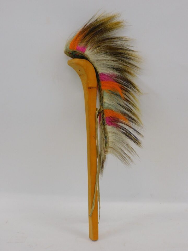 Sioux Porcupine Hair Roach by Unknown Artist. 1920s. Orange and pink dyed hair