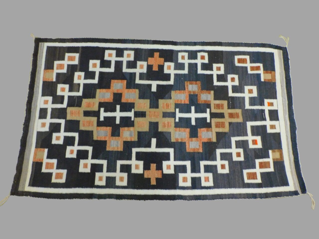 Navajo Wool Rug by Unknown Artist. 1920s. Geometric Design. Black