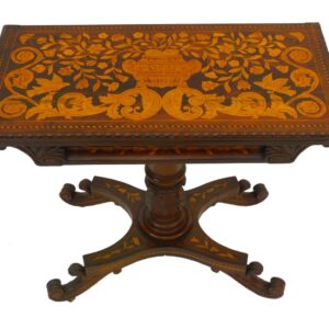 19th Century Marquetry Inlay Card Table by Unknown Artist