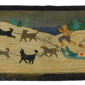 Grenfell Rug by Unknown Artist. 1920s Landscape with Dogsled.