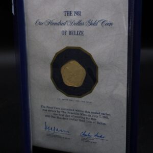 1981 Belize $100 Franklin Mint Gold Coin in Original Case with Paperwork - 6.21g 500/1000 Gold