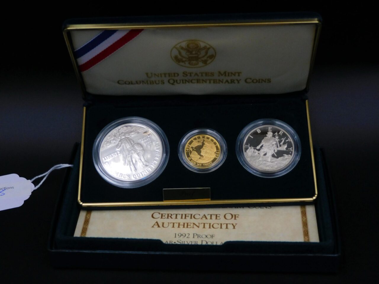 Christopher Columbus 1992 Quincentenary 3-Coin Proof Set in Original Box with Paperwork - Payment by Wire