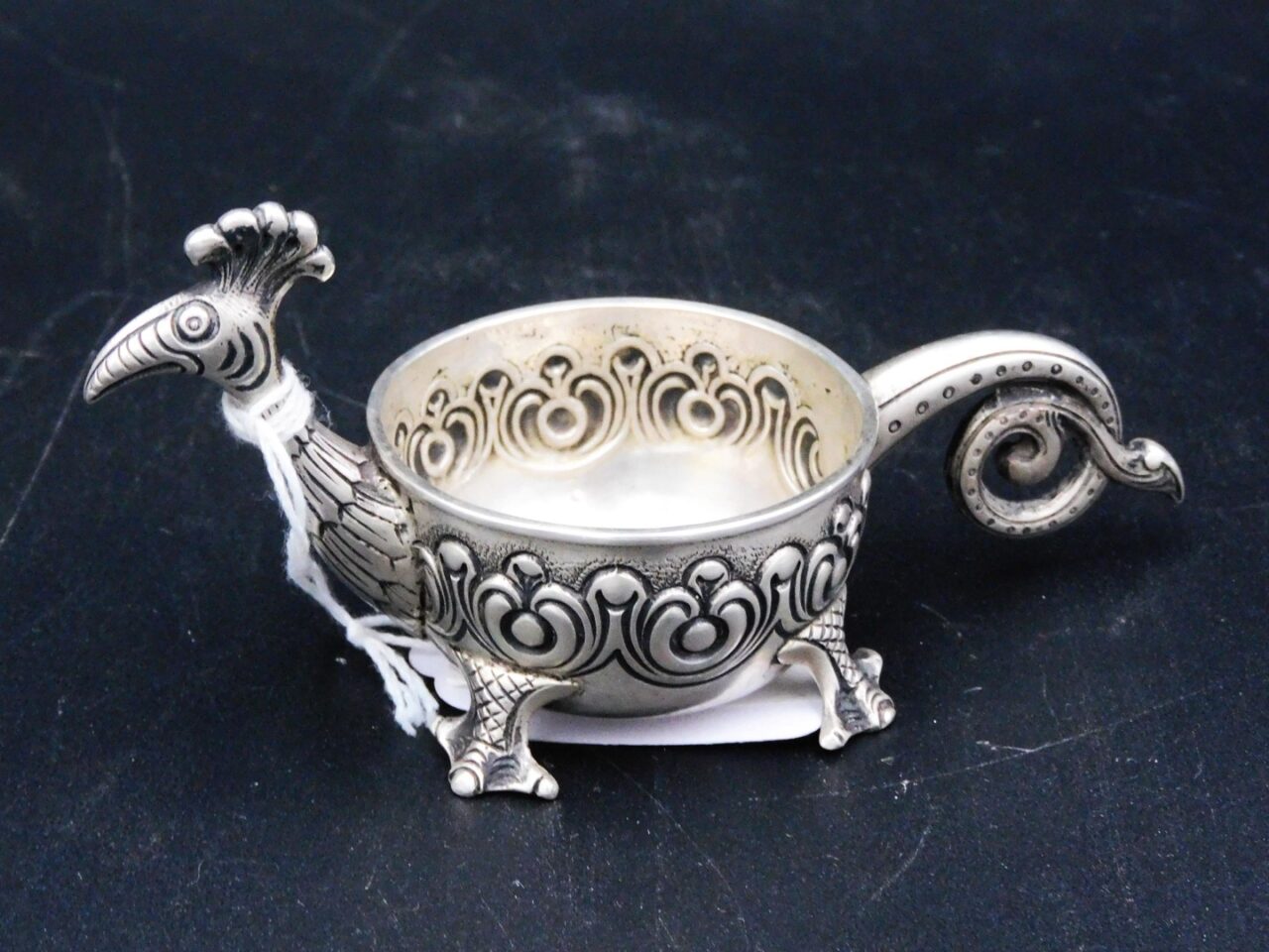 Henrik Moller (1858-1937) Stylized Dragon Silver Master Salt