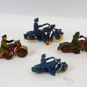 Collection of Cast Iron Police Motorcycles by Hubley and Champion