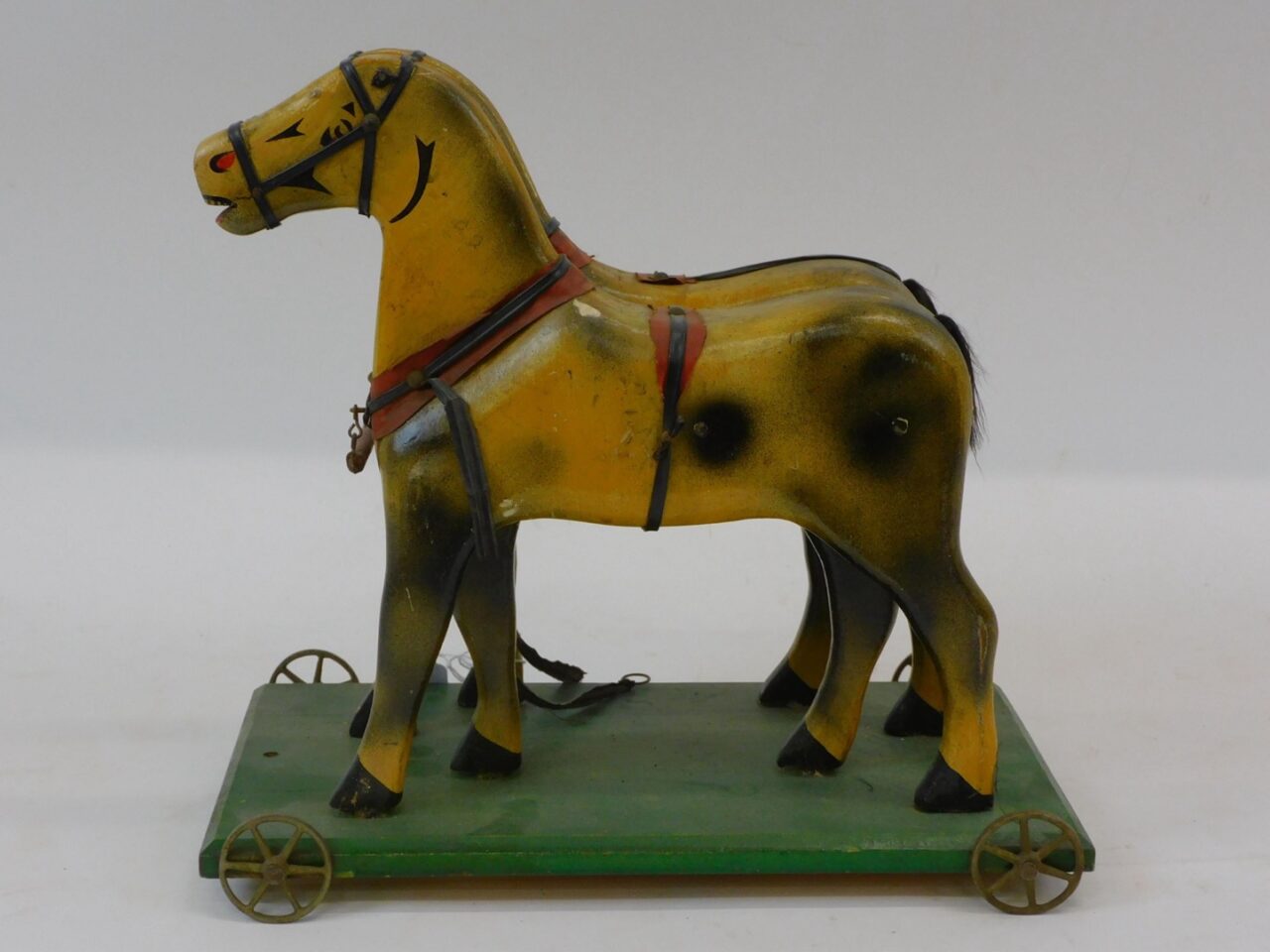 Carved and Painted Horse Pull-Toy by S A Smith. Early 20th-century.