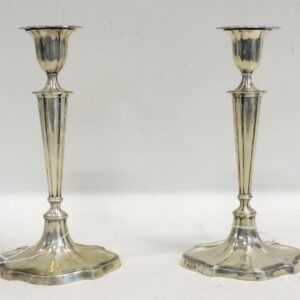 English Sterling Weighted Candlesticks by Goldsmiths & Silversmiths Co. 112 Regent St. W. Circa 1917. Engraved I. S. L.