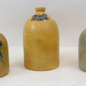 Three 19th-Century Blue Decorated Stoneware Jugs by Batterlee and Mory