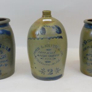 Three West Virginia Stoneware Pieces: GEO. Johnston Clarksburg Jug