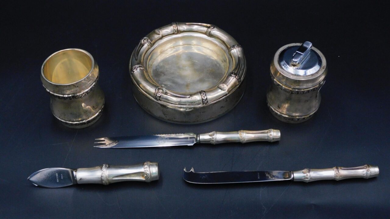 Italian Sterling Silver Smoking Set by Unknown Artist