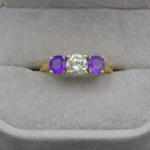 Diamond and Amethyst Ladies Ring by Unknown Artist. 20th century. 14kt gold