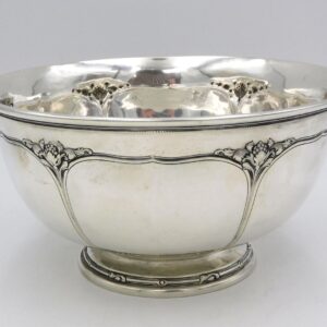 Herbert A. Taylor Sterling Silver Berry Bowl. Early 20th century. Arts and Crafts style