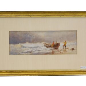 Charles Henry Gifford Pulling the Dory Ashore Watercolor Circa 1893 Eliot S. Knowles Collection.