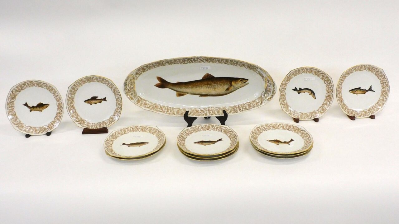 Late 19th/Early 20th Century T&V Limoges Porcelain Fish Set by Unknown Artist