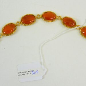 20th Century 14 kt Gold Bracelet with Oval Carnelians by Unknown Artist