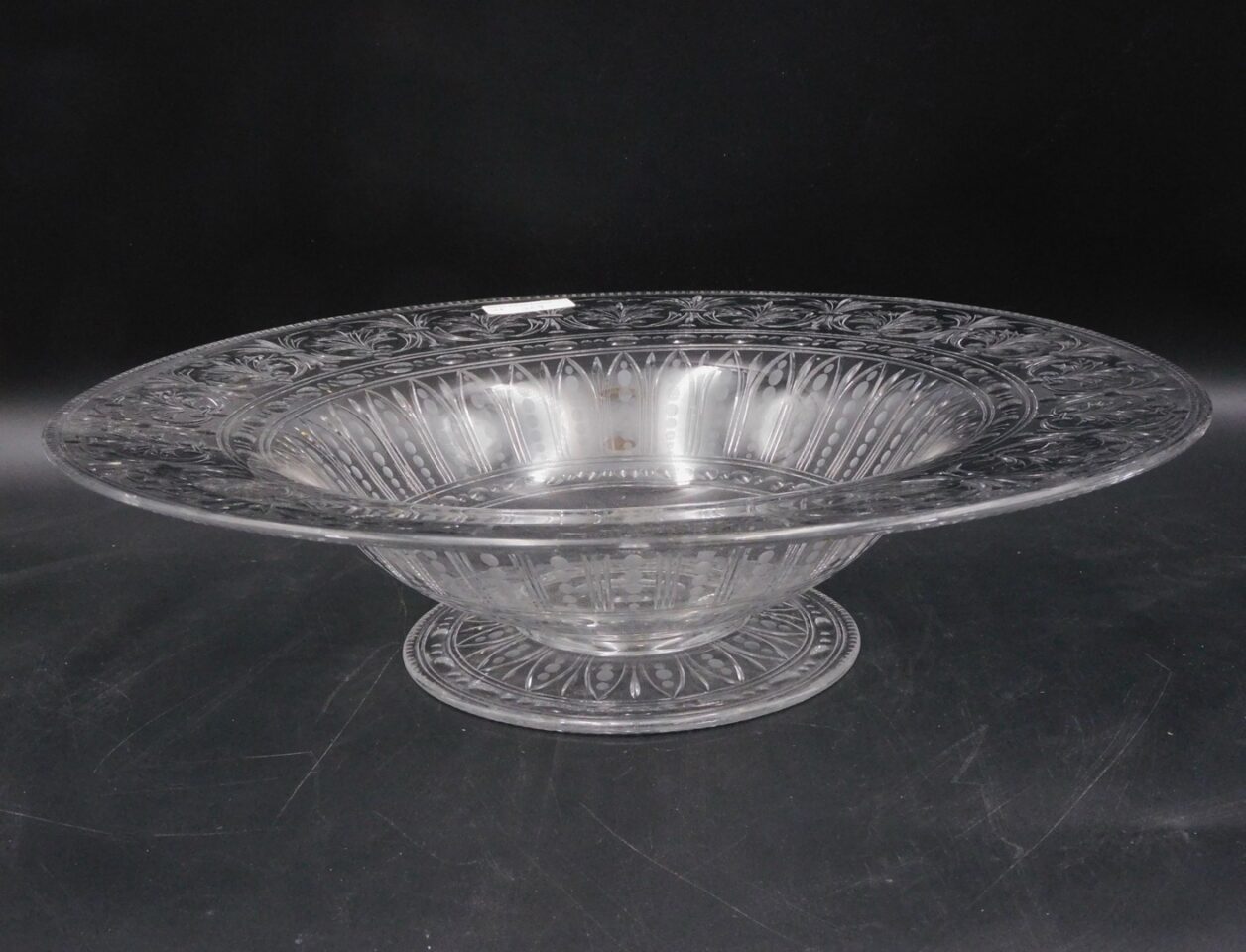 Pairpoint Engraved Footed Console Bowl with Foliate and Scroll Designs