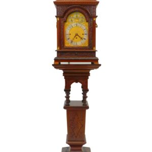 Late 19th/early 20th Century Mahogany Bracket Clock with Multiple Chimes and Ornate Brass & Silver Dial