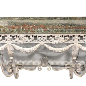 Art Deco Style Wrought Iron and Green Marble Console Table