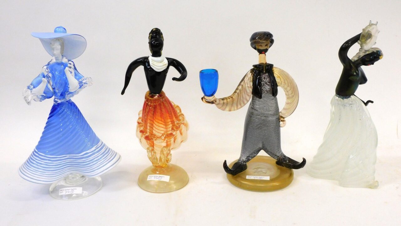 Four Murano Blown Glass Figurines