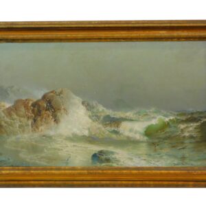 James Gale Tyler Rocky Coast Oil on Canvas Late 19th/Early 20th Century Auction Catalog Art Antique