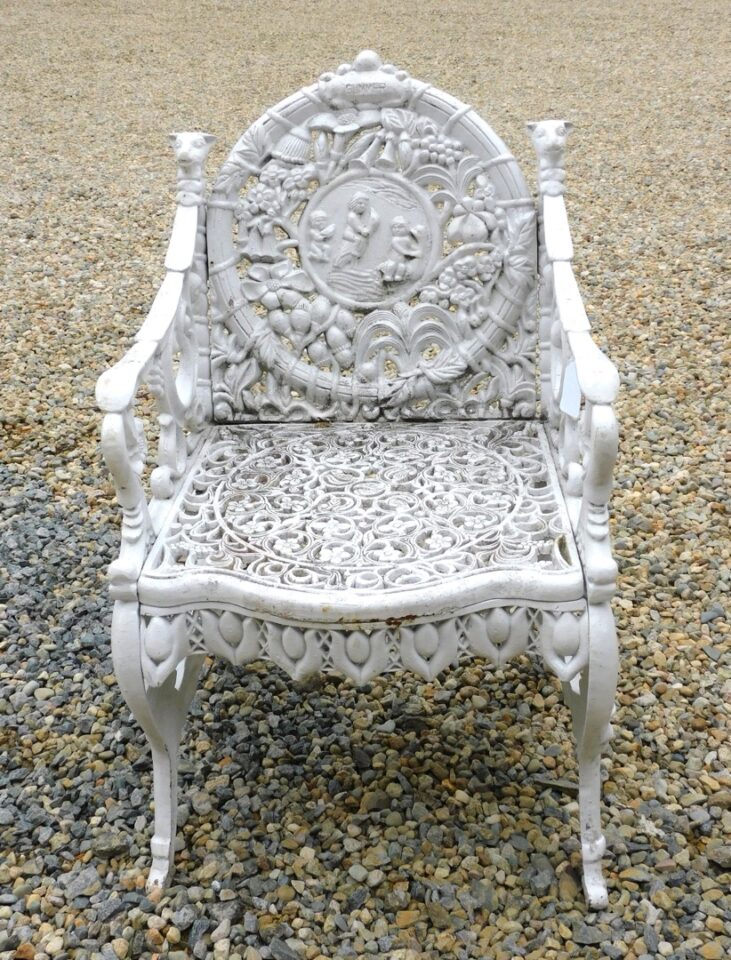 Ornate Cast Iron Garden Chair by Unknown Artist "Summer" 19th Century