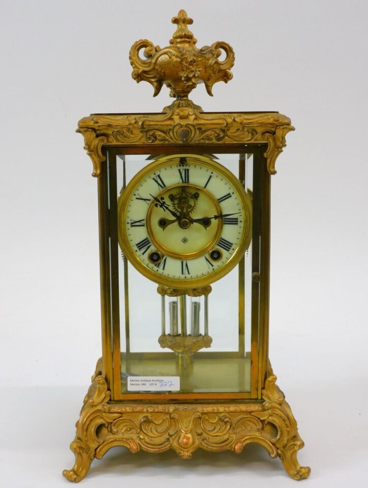 Late 19th Century Ansonia Crystal Regulator Mantle Clock by Unknown Artist