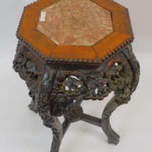 Early 20th-century Rosewood Stand with Octangle Marble Top by Unknown Artist