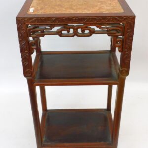 Chinese Rosewood Carved Stand with Marble Top