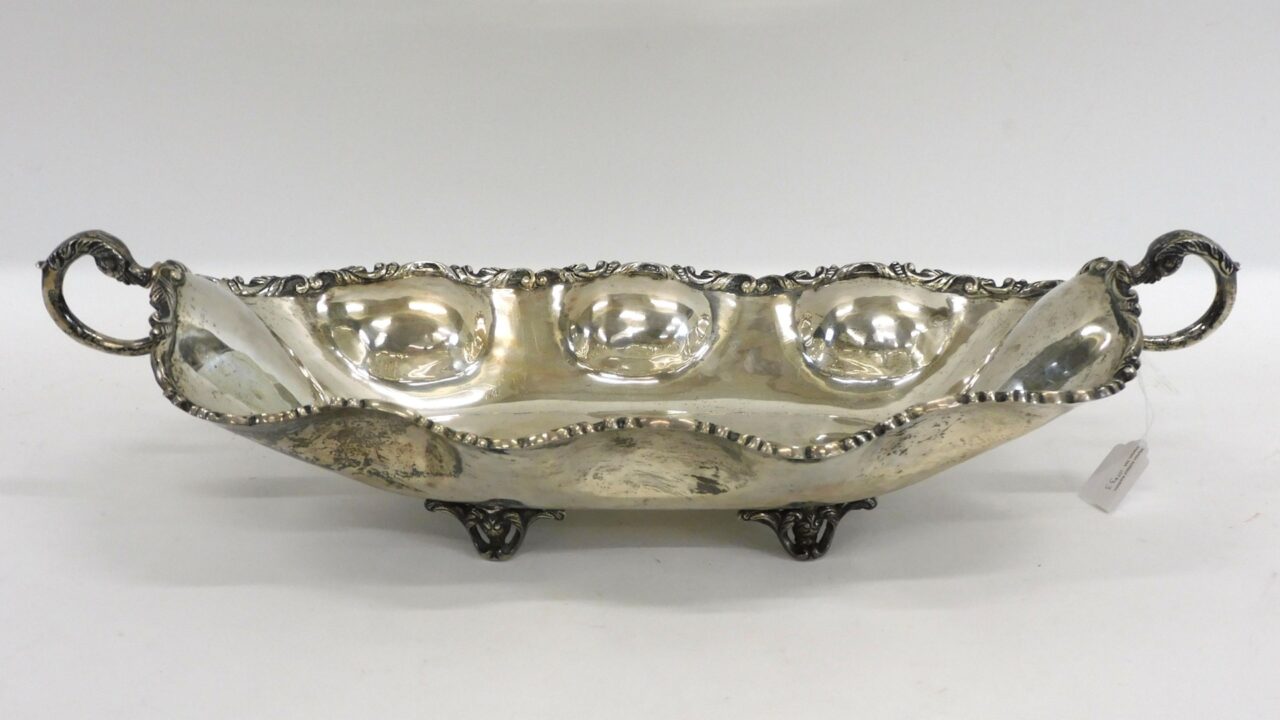 Vigueras Sterling Silver Footed Bowl with Ornate Border