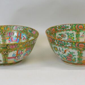 Pair of Rose Medallion Punch Bowls