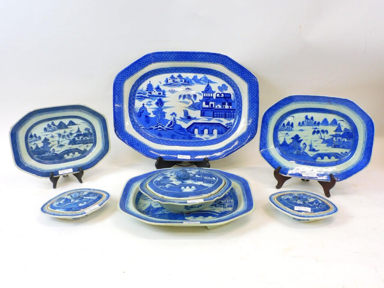 Canton Chinese Export Porcelain Serving Pieces by Unknown Artist