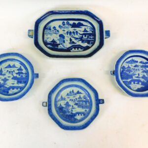 Chinese Export Blue and White Porcelain Warming Dishes