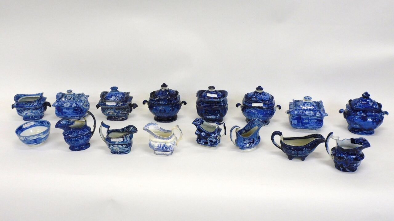 English Historic Blue Staffordshire Pottery Collection by Various Artists