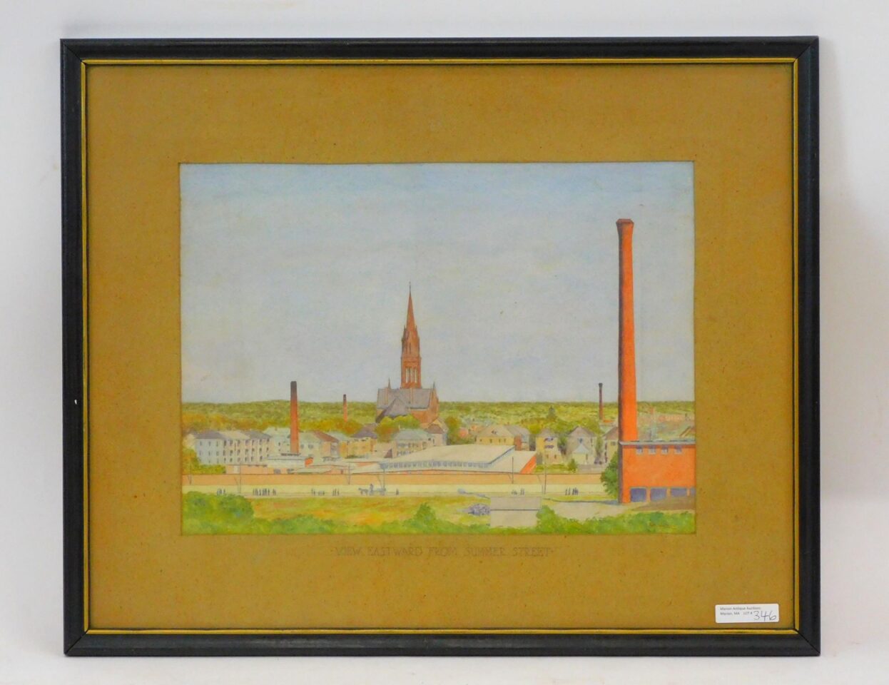 George A Swift (1865-1945) Watercolor "View Eastward from Summer Street" Late 19th-century New Bedford Landscape.