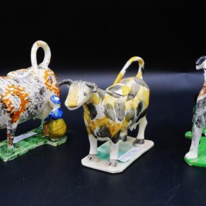 Staffordshire Cow Creamers with Milking Figures