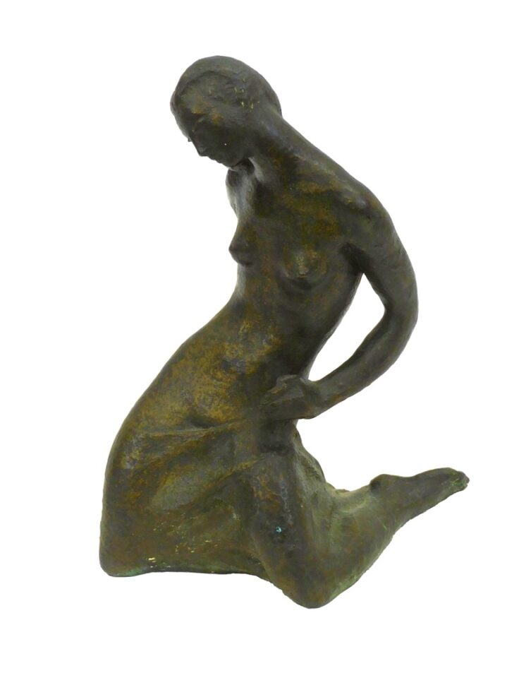 Leo Mol (Leonid Molodozhanyn) 1955 Kneeling Female Nude Bronze Sculpture by Guss Strehle