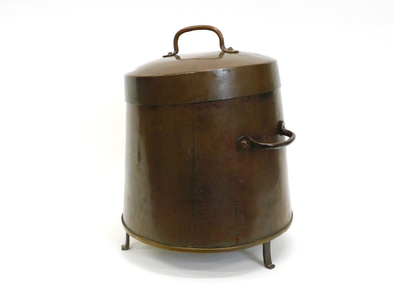 18th Century Copper Coal Canister Bucket with Dovetail Construction by Unknown Artist