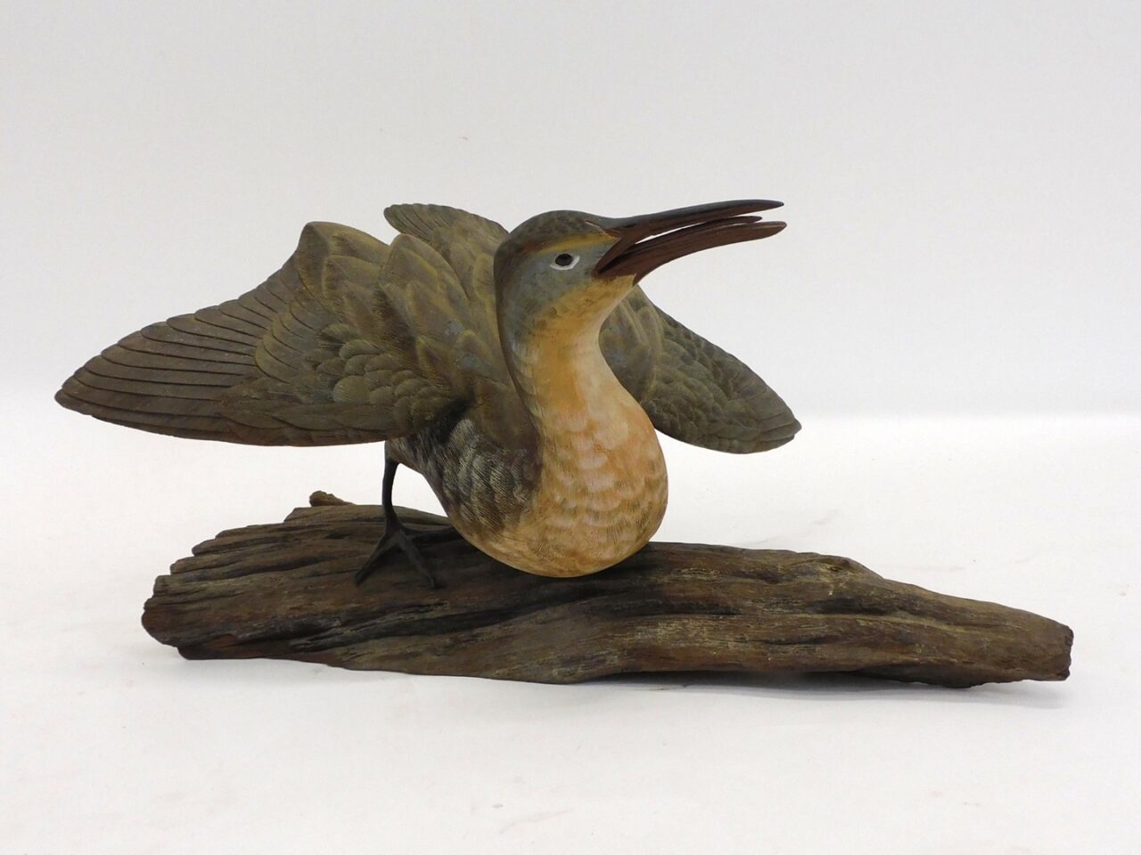 William "Bill" Veasey (1932-2022) Clapper Rail Shore Bird Carved Sculpture