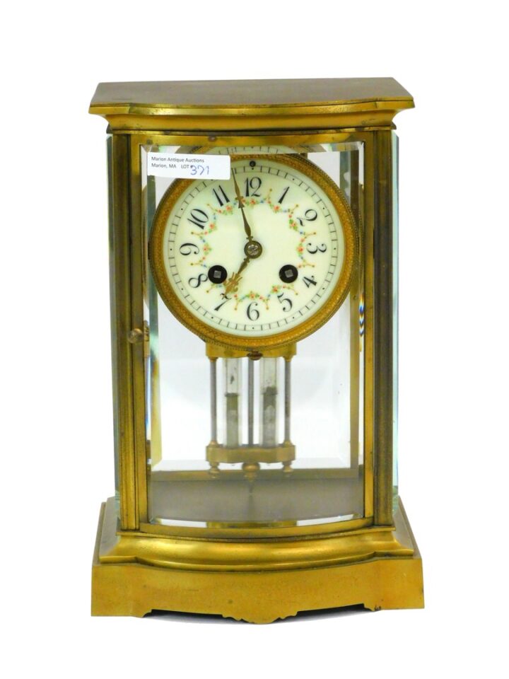 French Brass Crystal Regulator Clock by Unknown. Late 19th / early 20th century.