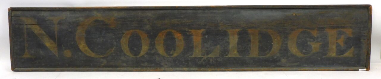 N. Coolidge Painted Wooden Sign