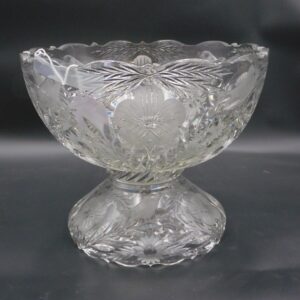 Pairpoint Cut Glass Punch Bowl with Bird and Floral Designs