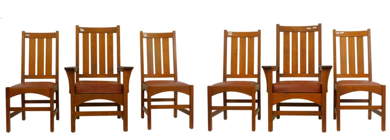 Gustav Stickley Oak Dining Chairs by Warren Hile Studio