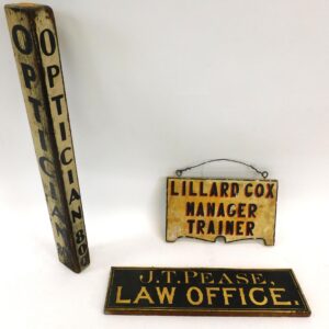 Three Antique Painted Professional Signs by J. T. Pease